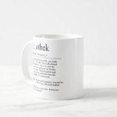Unispruch "Bibliothek" Geschenk, Studenten Kaffeetasse (Vorderseite Links)