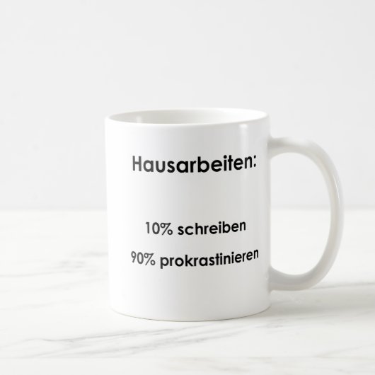 Unispruch "Hausarbeiten" Geschenk, Studenten Kaffeetasse (Rechts)