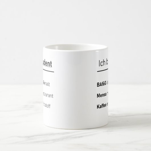 Unispruch "Ich bin Student" Geschenk, Studenten Kaffeetasse (Mittel)