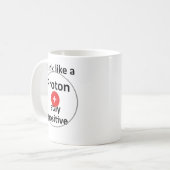 Unispruch "like a proton" Geschenk, Studenten Kaffeetasse (Vorderseite Links)