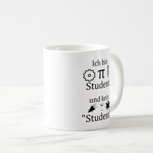 Unispruch "MINT Student" Geschenk, Studenten Kaffeetasse (VorderseiteRechts)