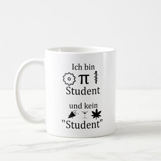 Unispruch "MINT Student" Geschenk, Studenten Kaffeetasse (Links)