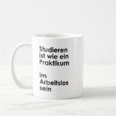 Unispruch "Praktikum im Arbeitslossein" Studenten Kaffeetasse (Links)