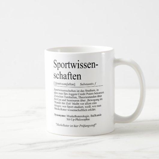 Unispruch "Sportwissenschaften" Studenten Kaffeetasse (Rechts)