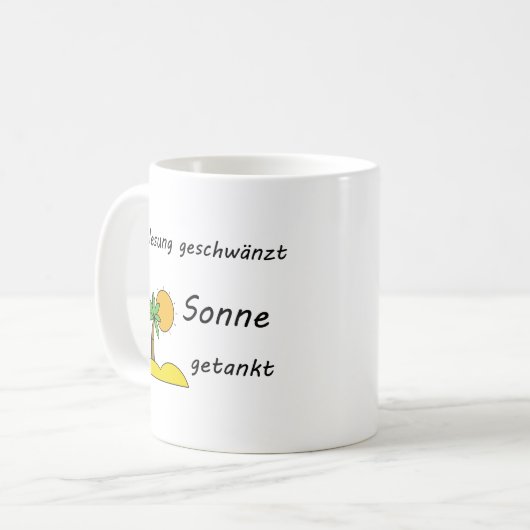 Unispruch "Strandpflicht" Geschenk, Studenten Kaffeetasse (Vorderseite Links)
