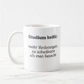 Unispruch "Studium heißt..." Geschenk, Studenten Kaffeetasse (Links)