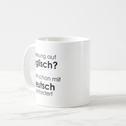 Unispruch "Vorlesung auf Eng" Geschenk, Studenten Kaffeetasse (Vorderseite Links)