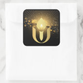 Unitäre Universalismus Gold Glühwürmchen Quadratischer Aufkleber (Tasche)