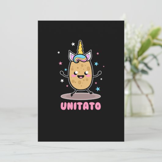 Unitato Unicorn Potato Niedlich Gemüsefritten Einladung (Stehend Vorderseite)