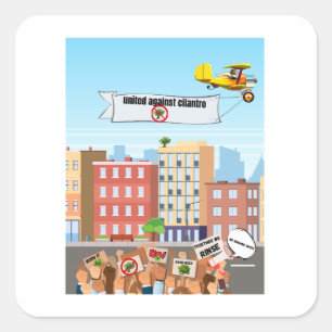 United Against Cilantro - Funny Anti-Cilantro Quadratischer Aufkleber