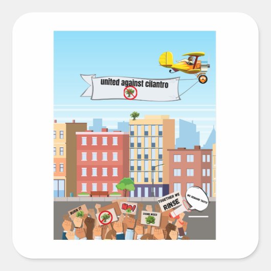 United Against Cilantro - Funny Anti-Cilantro Quadratischer Aufkleber (Vorderseite)