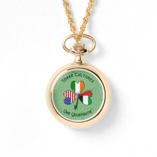 United Arab Emirates Irish USA Flaggen Kleeblatt N Armbanduhr