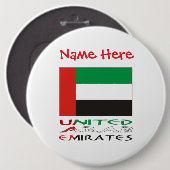 United Arab Emirates UAE Flag Red Personalize Name Button (Vorne & Hinten)