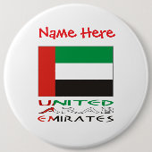 United Arab Emirates UAE Flag Red Personalize Name Button (Vorderseite)