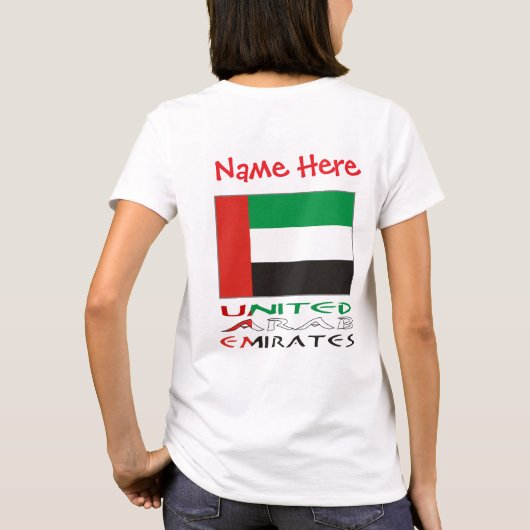 United Arab Emirates UAE Flag Red Personalize Name T-Shirt (Rückseite)