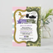 United Army Joint Boy Girl Birthday Military Einladung (Stehend Vorderseite)