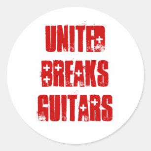 United Breaks Guitars Runder Aufkleber
