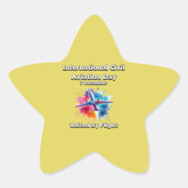 United by Flight. Internationaler Tag der Zivilen  Stern-Aufkleber