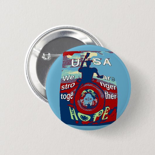 United in Hope: Stronger Together - USA Art Print Button (Vorne & Hinten)