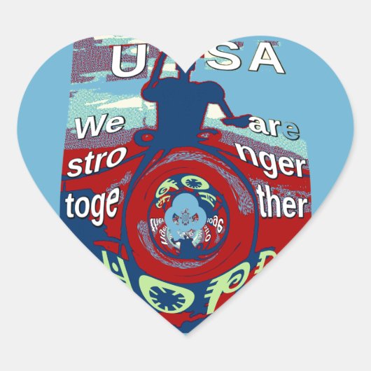 United in Hope: Stronger Together - USA Art Print Herz-Aufkleber (Vorderseite)