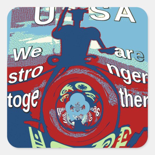 United in Hope: Stronger Together - USA Art Print Quadratischer Aufkleber (Vorderseite)
