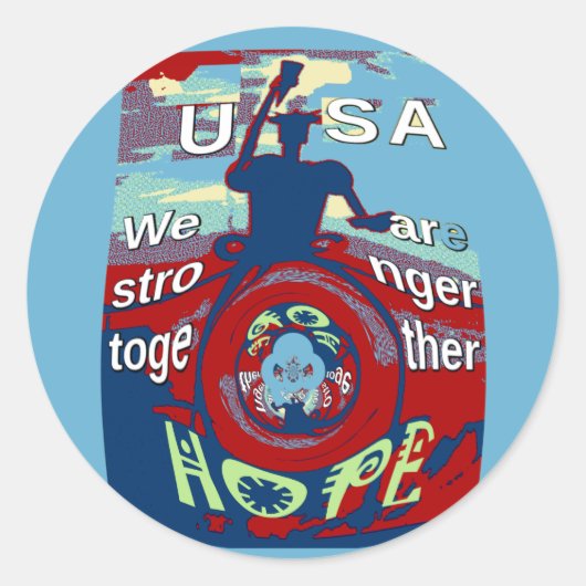 United in Hope: Stronger Together - USA Art Print Runder Aufkleber (Vorderseite)