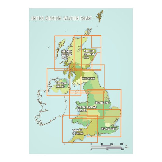 United Kingdom Aviation chart Fotodruck (Vorne)