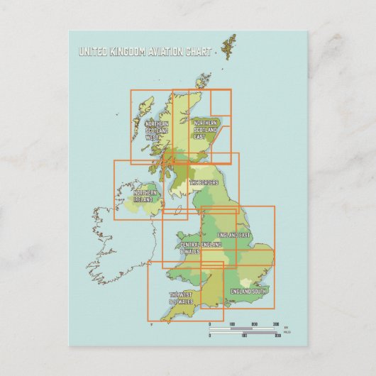 United Kingdom Aviation chart Postkarte (Vorderseite)