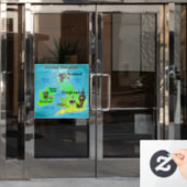 United Kingdom Cartoon Map Fensteraufkleber (Büro Tür)