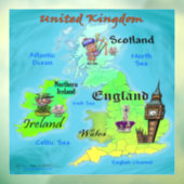 United Kingdom Cartoon Map Fensteraufkleber (Blatt 3)