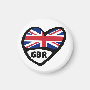 United Kingdom Country Code Flag Heart, GBR Magnet