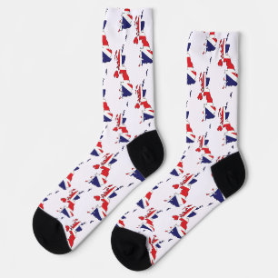 United Kingdom Flag Within Map Design - Souvenirs Socken