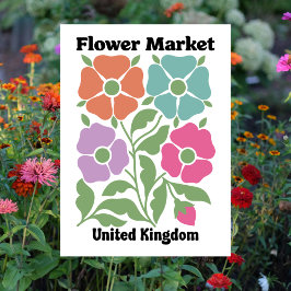 United Kingdom Flower Market Colorful Poppy Garden Postkarte