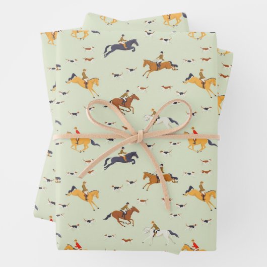 United Kingdom Fox Hunt Horse Riders Pattern Geschenkpapier Set (Beispiel)