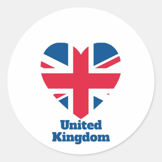 United Kingdom Heart Flag Runder Aufkleber (Vorderseite)