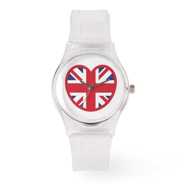 United Kingdom Jack Flag Heart Armbanduhr (Vorderseite)