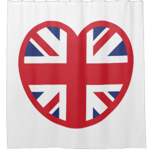 United Kingdom Jack Flag Heart Duschvorhang