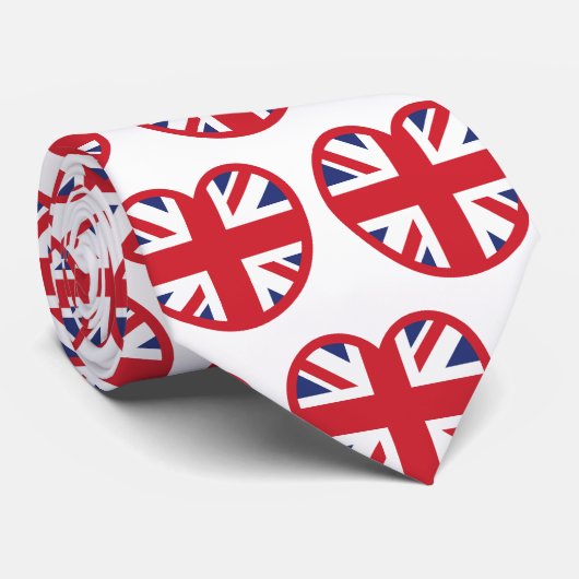 United Kingdom Jack Flag Heart Krawatte (Gerollt)