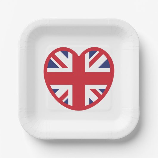 United Kingdom Jack Flag Heart Pappteller (Vorderseite)
