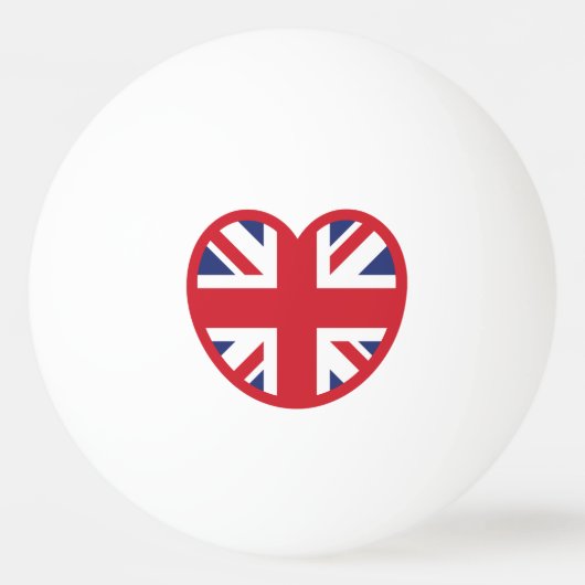 United Kingdom Jack Flag Heart Tischtennisball (Rückseite)