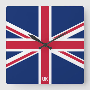 United Kingdom National Flag Patriotic Quadratische Wanduhr
