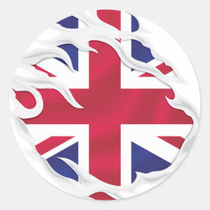 United Kingdom Ripped Flag Classic Round Aufkleber