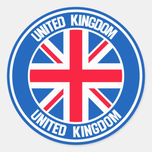 United Kingdom Round Emblem Runder Aufkleber (Vorderseite)