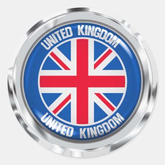 United Kingdom Round Emblem Runder Aufkleber (Vorderseite)