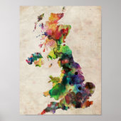 United Kingdom Wassercolor Map Poster (Vorne)