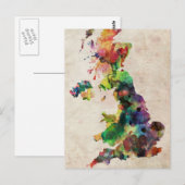 United Kingdom Wassercolor Map Postkarte (Vorne/Hinten)