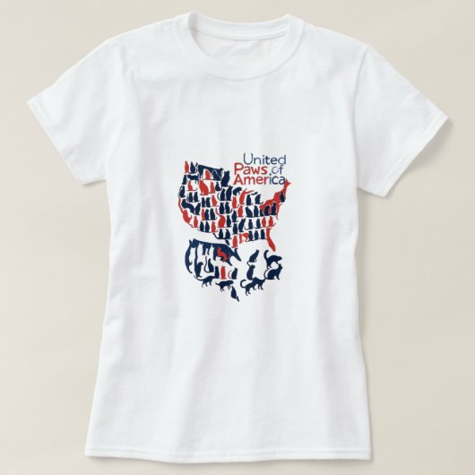 United Paws of America - Cat Silhouette USA Map T-Shirt (Design vorne)
