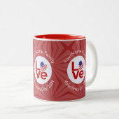 United Staaten America Red LIEBE Flag Personalisie Zweifarbige Tasse (VorderseiteRechts)