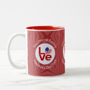United Staaten America Red LIEBE Flag Personalisie Zweifarbige Tasse
