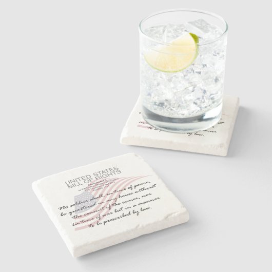 United Staaten Bill of Rights. Dritter Änderungsan Steinuntersetzer (Seitenansicht)